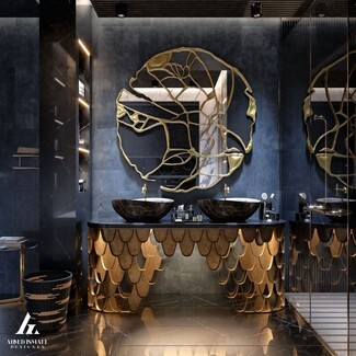 Bathroom Vanity Scalloped Gold Vanity Filigree Mirror