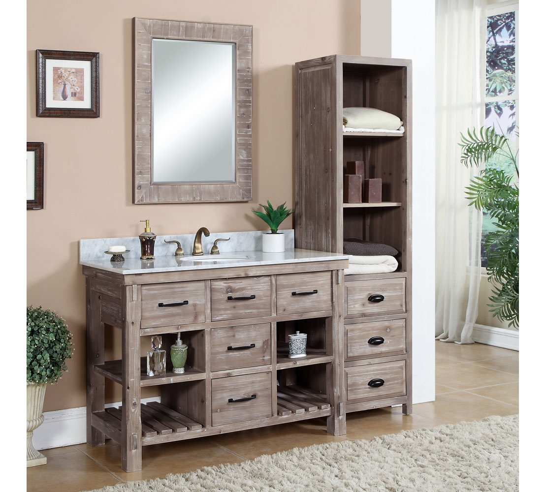 Bathroom Vanity Set Grey Wood Storage Distressed Grey