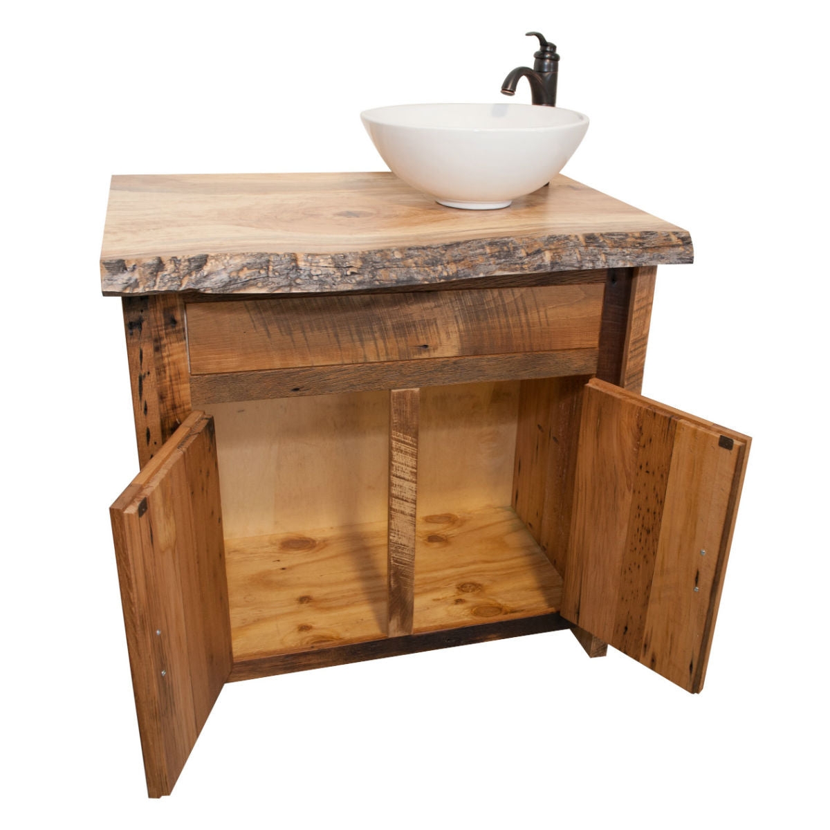 Bathroom Vanity Weathered Saw Mark Reclaimed Wood