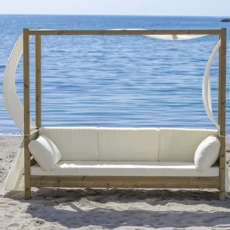 Beach Sofa with Canopy Top and Four Post Wood Frame