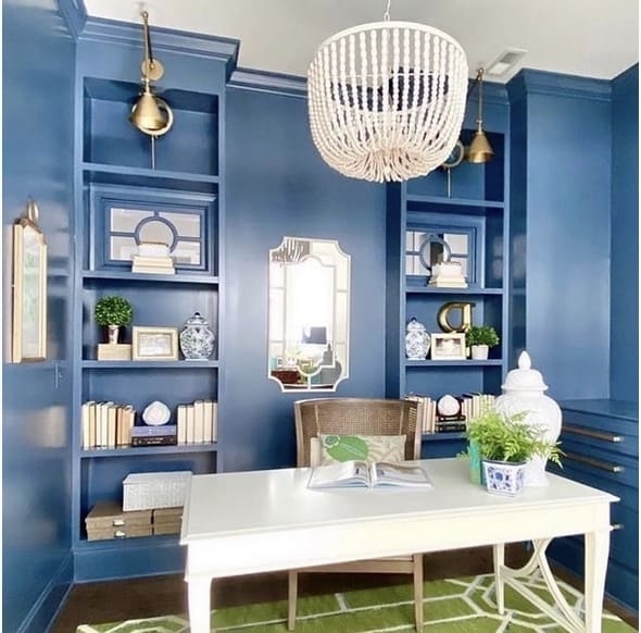 Beaded Chandelier with Tiered Strands for Navy Office Decor