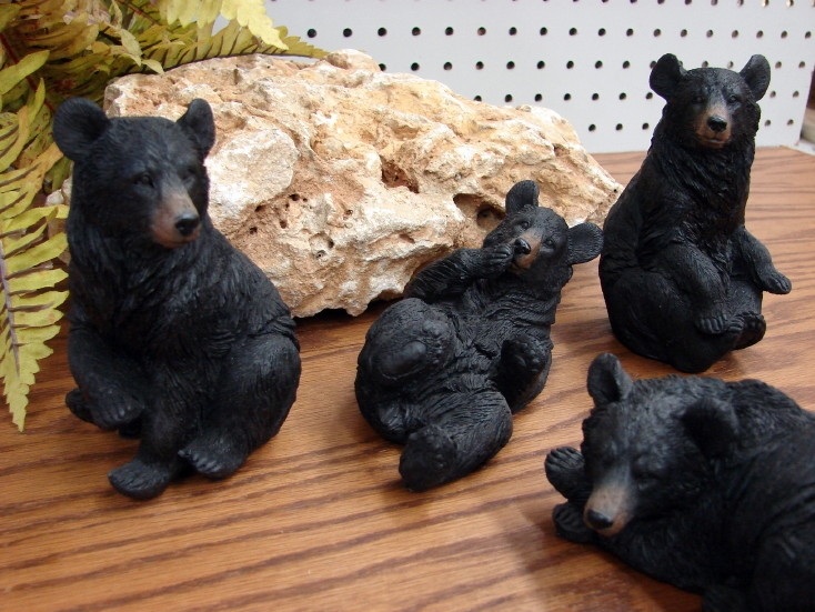 Bear Figurines Multi Pose Set Realistic Molding Rustic Log Cabin Decor
