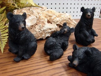 Bear Figurines Multi Pose Set Realistic Molding Rustic Log Cabin Decor