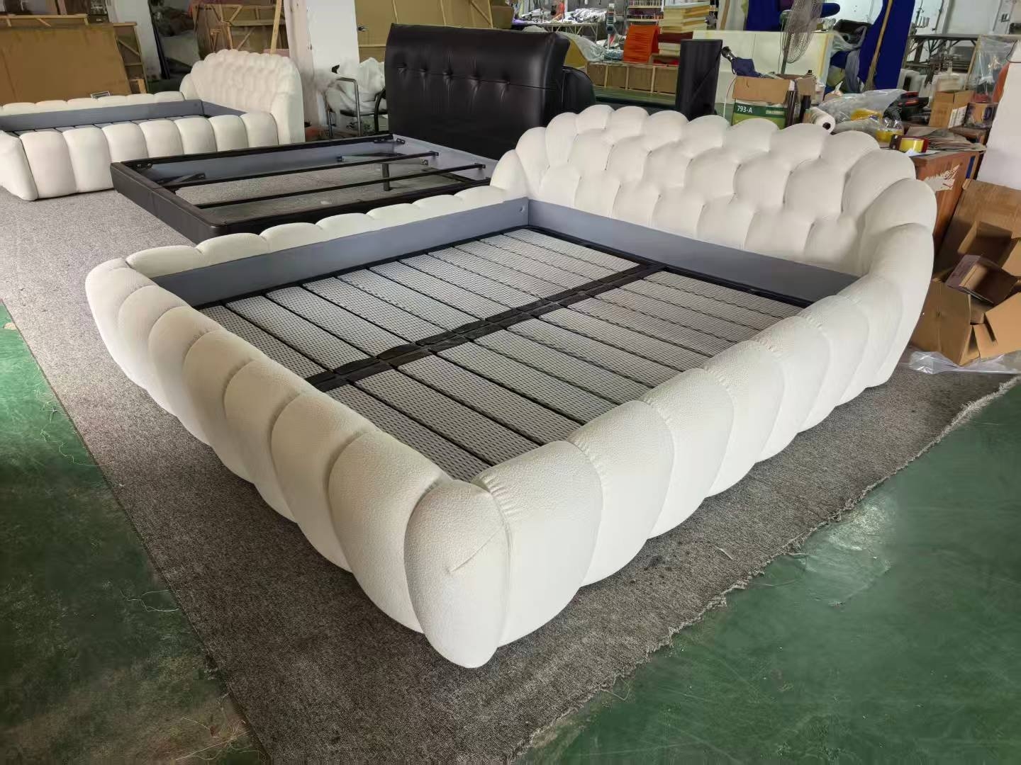 Bed Frame Bubble Quilted Headboard Pillowy Rails