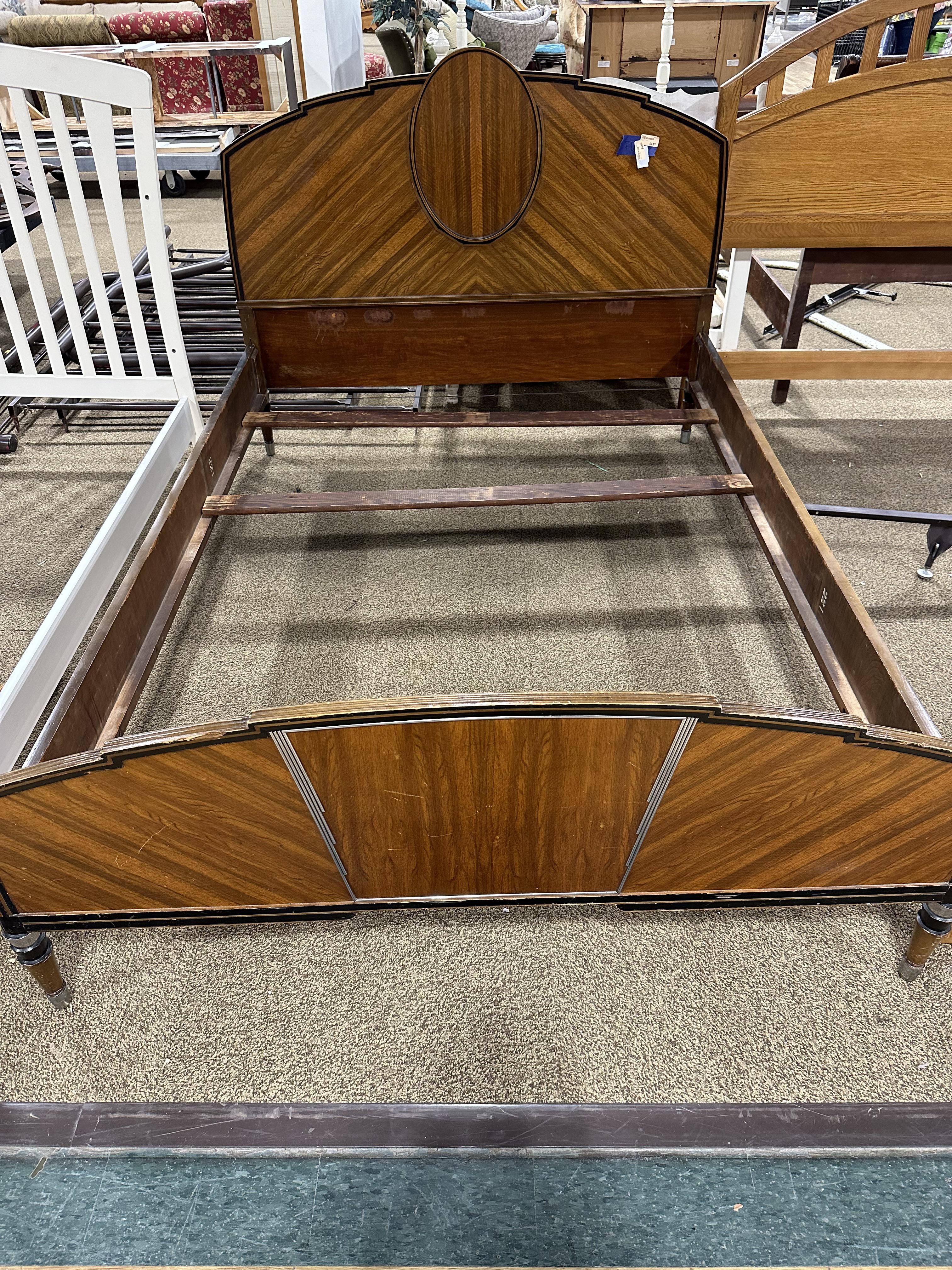 Bed Frame featuring Sunburst Veneer and Central Oval Medallion