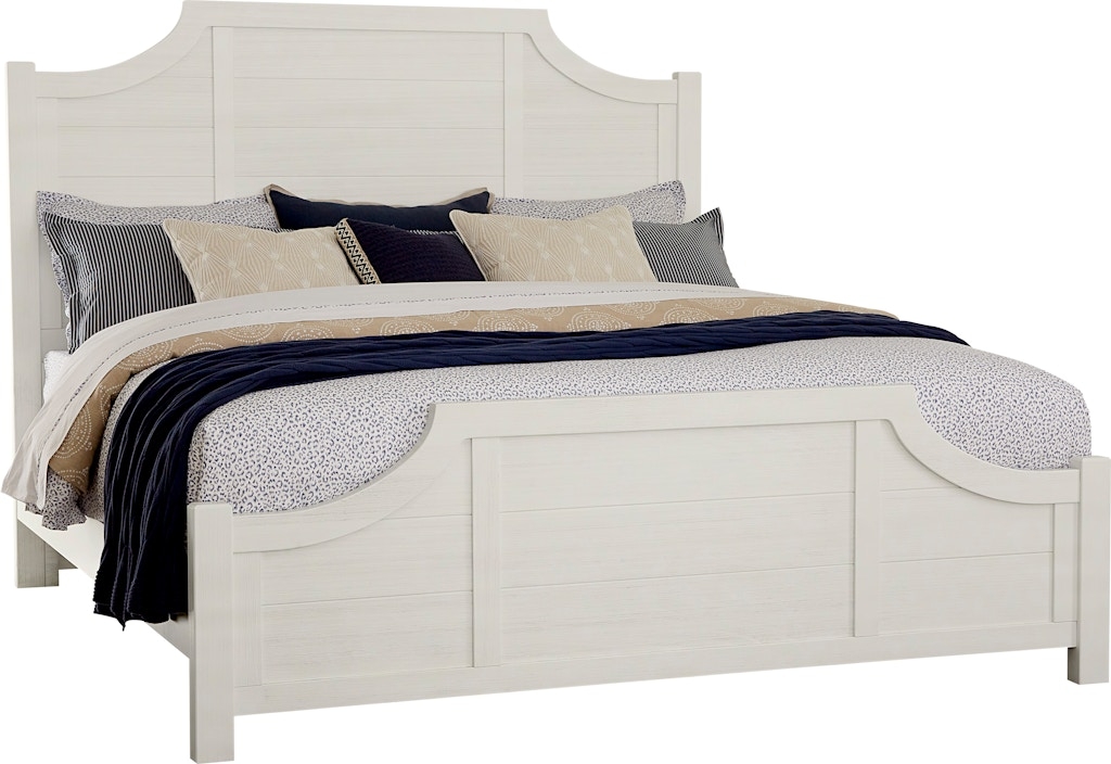 Bed Frame in Whitewashed Finish with Scalloped Wood Edge