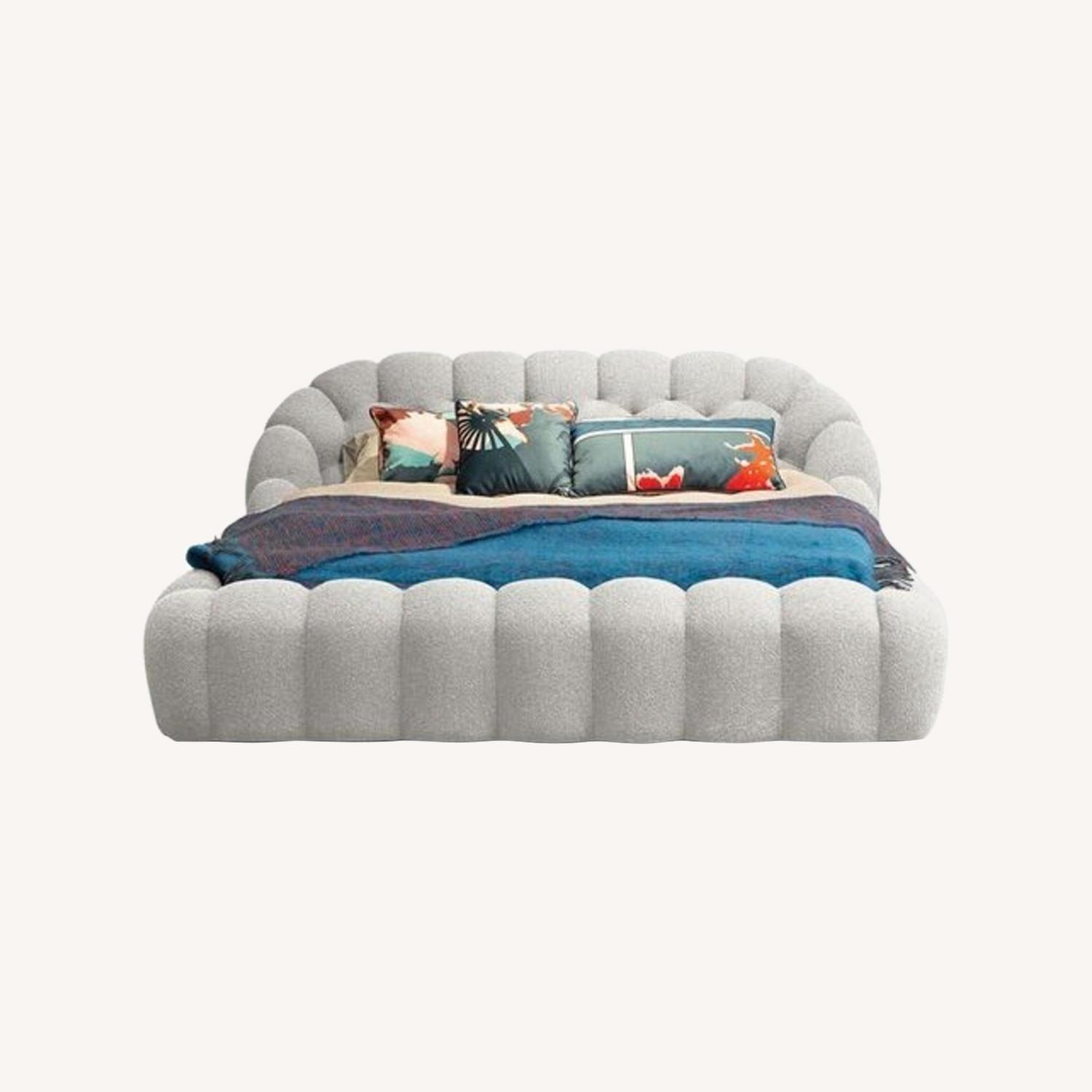 Bed Frame Light Gray Sculptural Form Bubble Bed Base