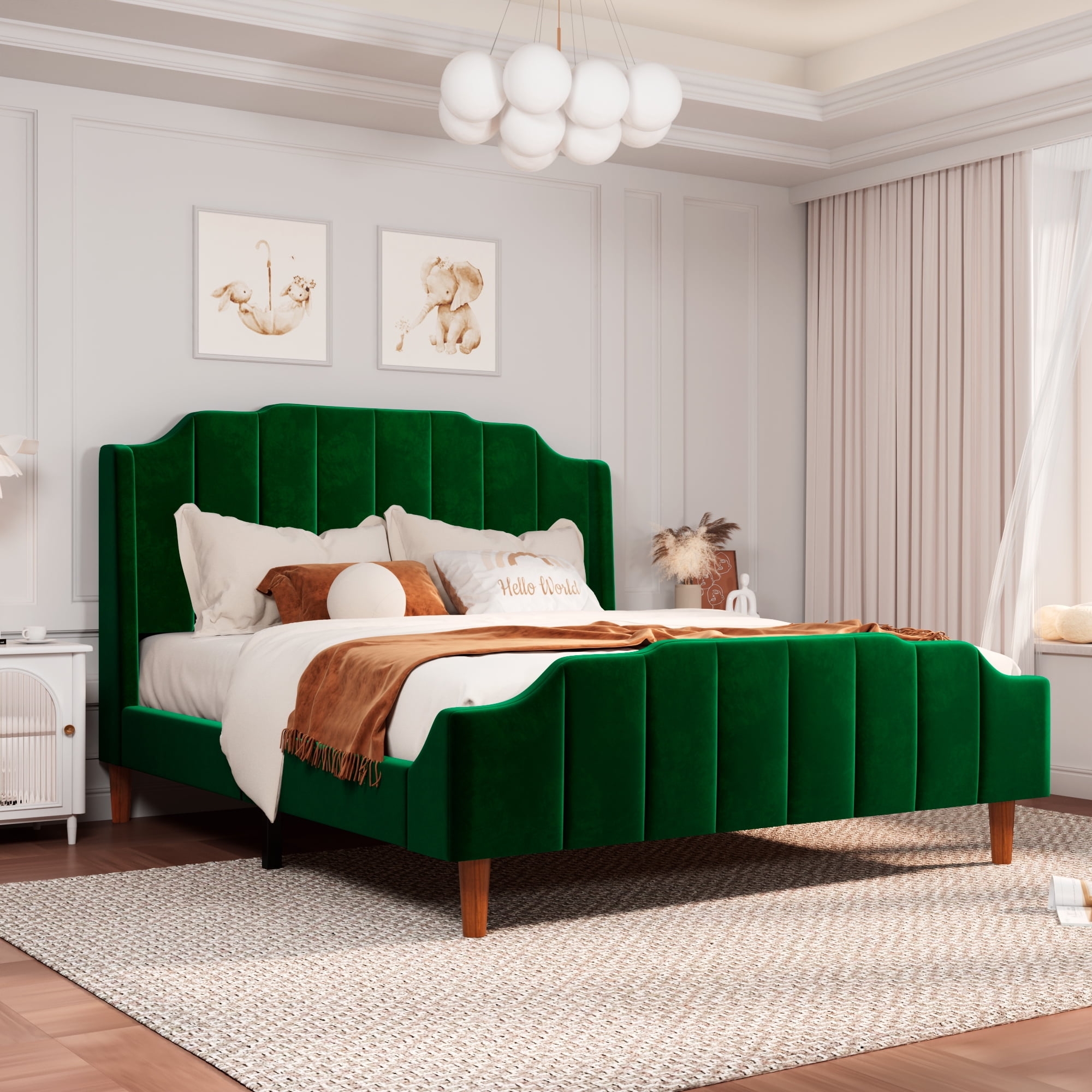 Green Velvet Bed