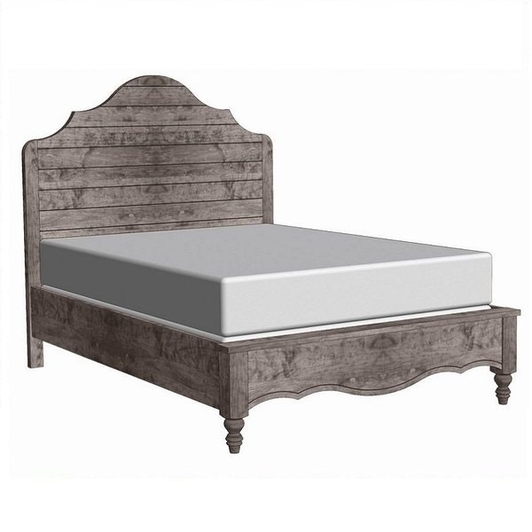 Bed Frame with Turned Feet and Weathered Grey Hardwood