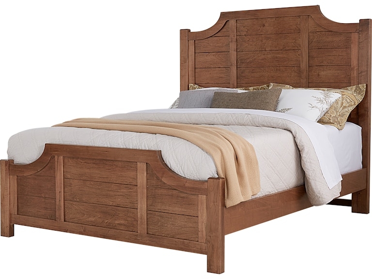 Bed Frame with Warm Brown Finish and Scalloped Panel