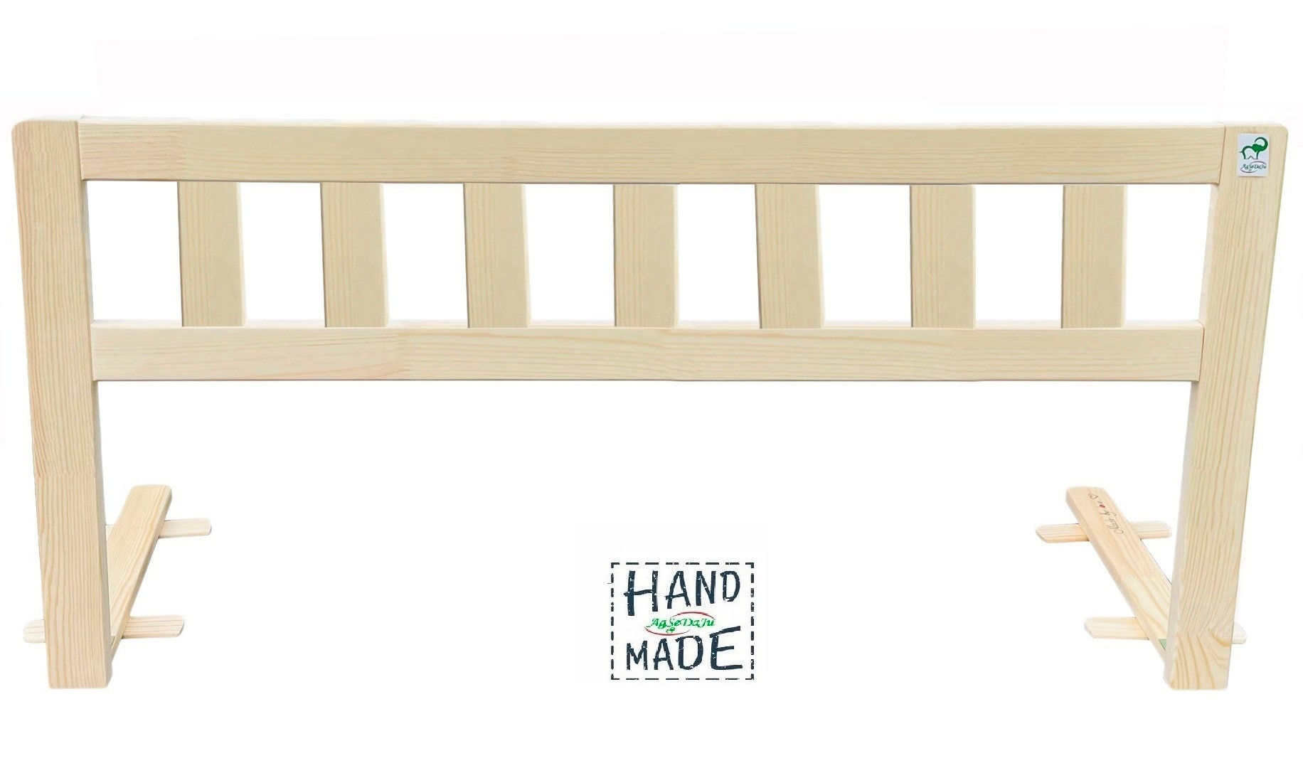 Bed Guard Rail Light Wood Vertical Slats Stabilizing