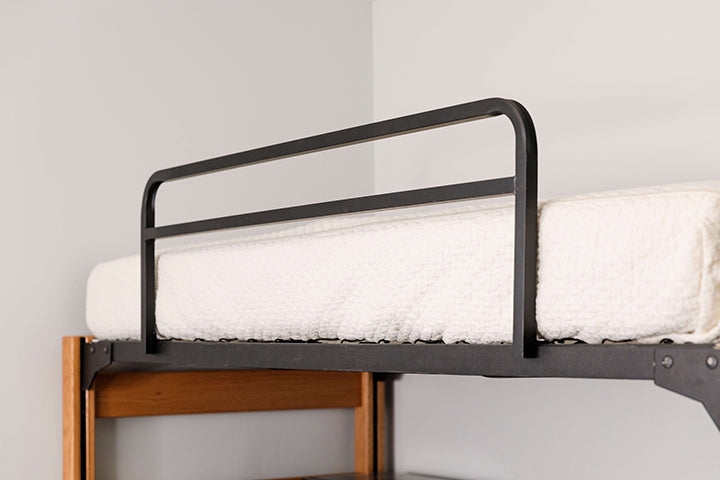 Bed Rail: Matte Black Curved Black Metal Safety Rail