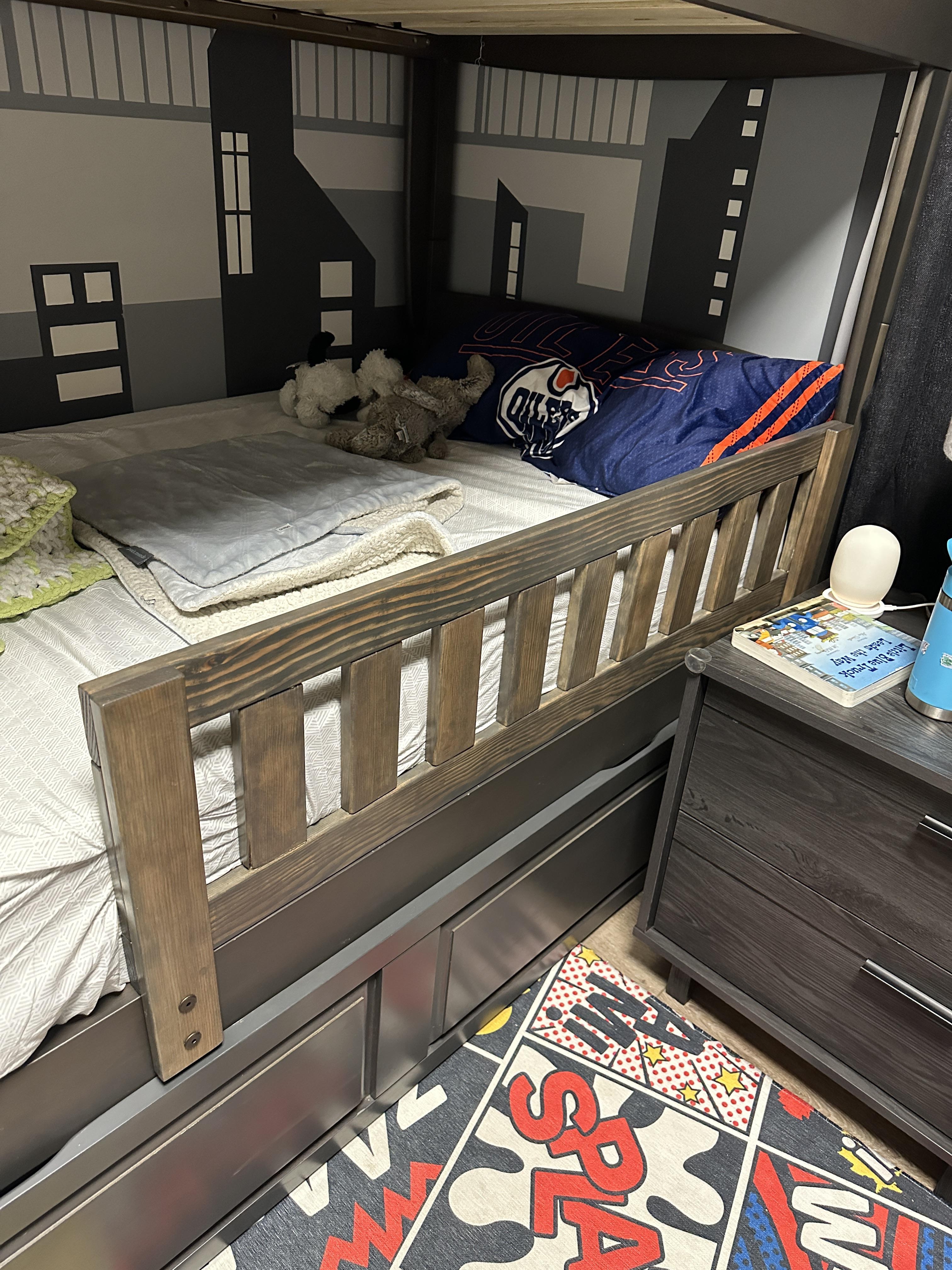 Bed Safety Rail: Walnut Wood DIY Wooden Bed Rail