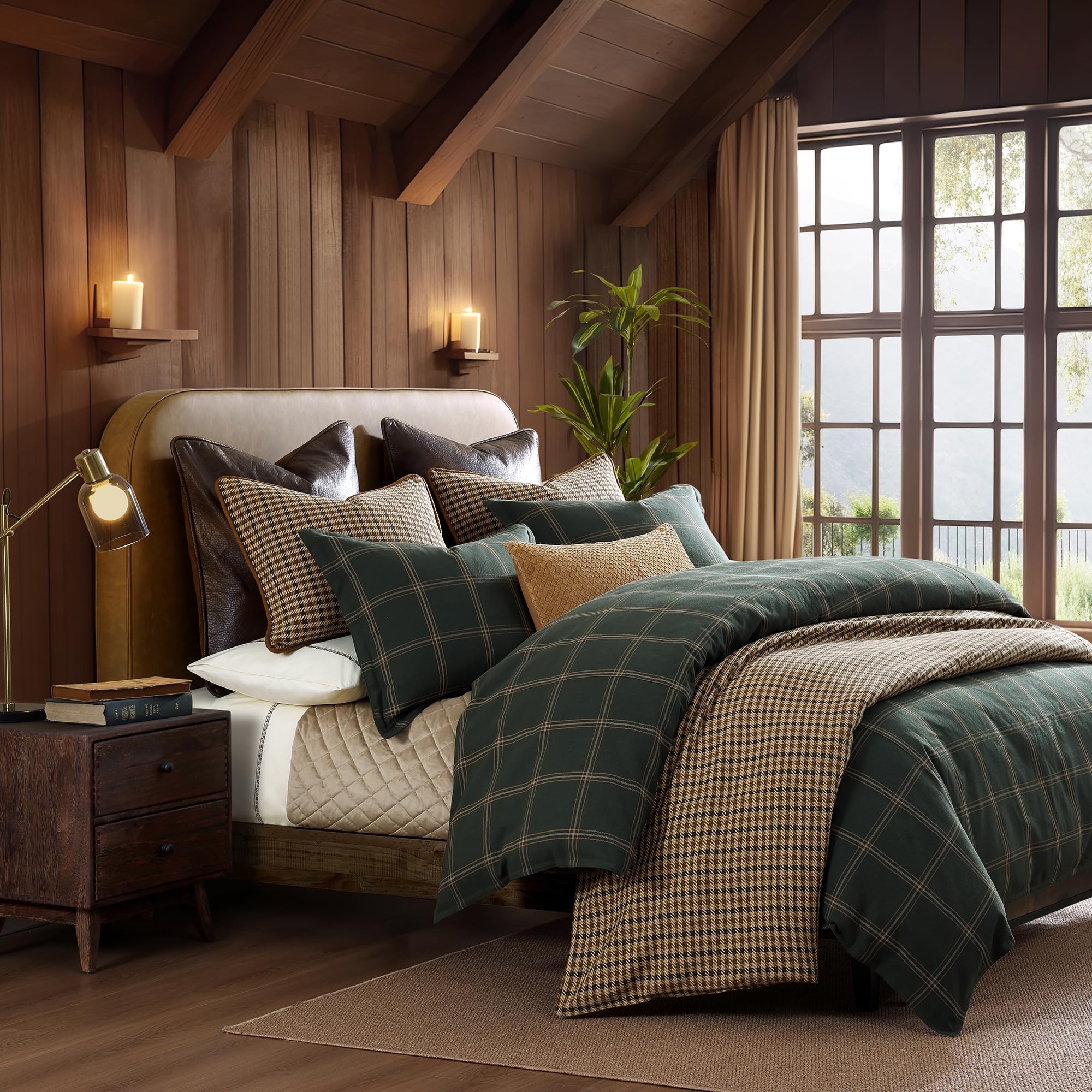 Bedding Set in Hunter Green Plaid for Modern Lodge Style