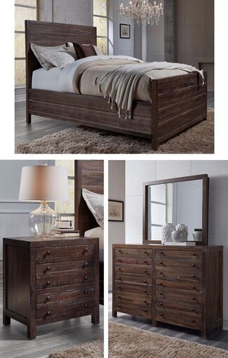 Bedroom Furniture Set Plank Paneling Rustic Walnut Bedroom Set