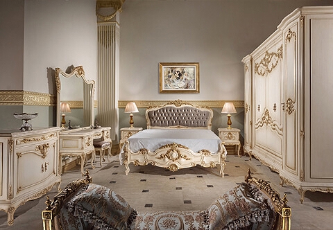 Bedroom Set Antique White Parcel Gilt Gold Armoire