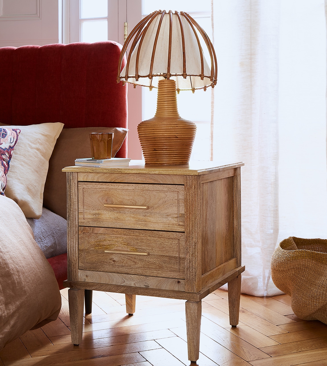 Bedside Table Framed Drawer Fronts Mango Wood Unit