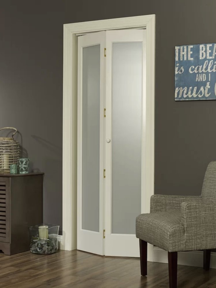 Bifold Door with Frosted Glass Inserts - White Frosted Glass Doors