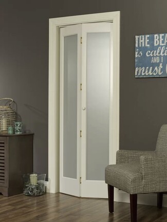 Bifold Door with Frosted Glass Inserts - White Frosted Glass Doors