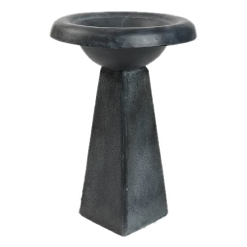 Bird Bath Architectural Base: Charcoal Gray Wide Rimmed Bowl