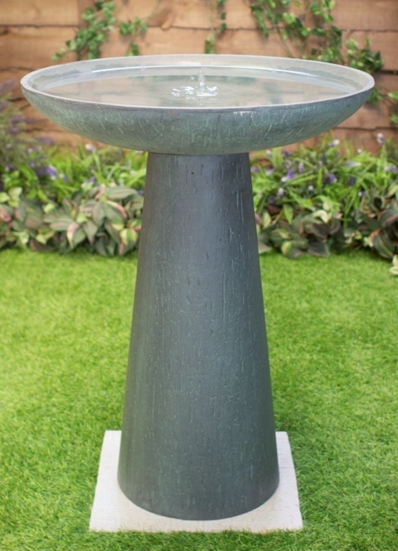 Bird Bath Fibrecotta: Tapered Conical Base Integrated Fountain
