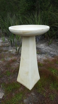 Bird Bath Sculptural Form: Creamy White Tapered Stone Pedestal