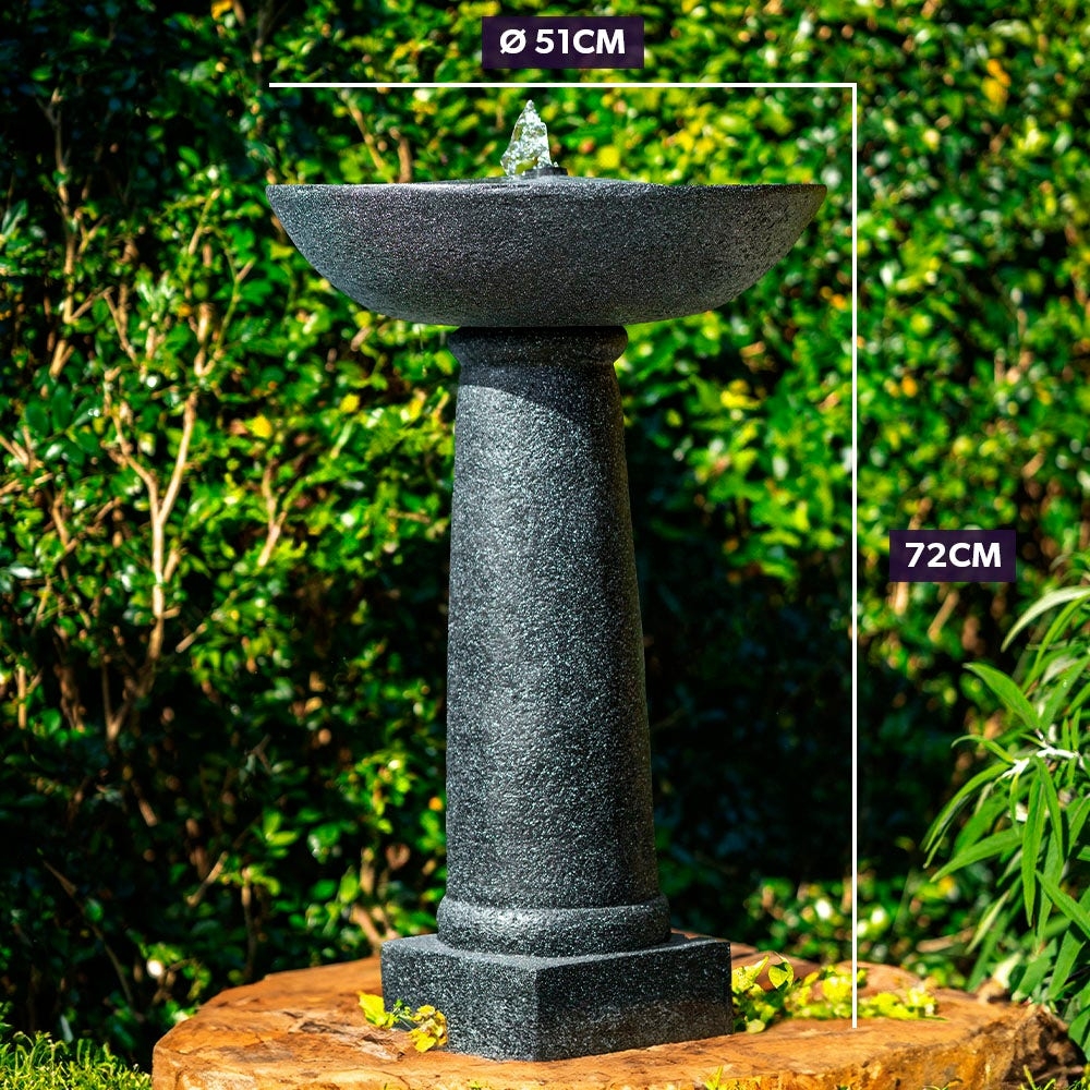 Bird Bath Solar Powered Dark Grey Tapered Water Feature