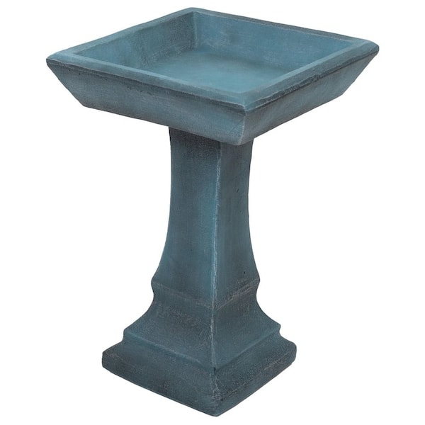 Bird Bath Square Basin: Muted Teal Fiber Reinforced Concrete