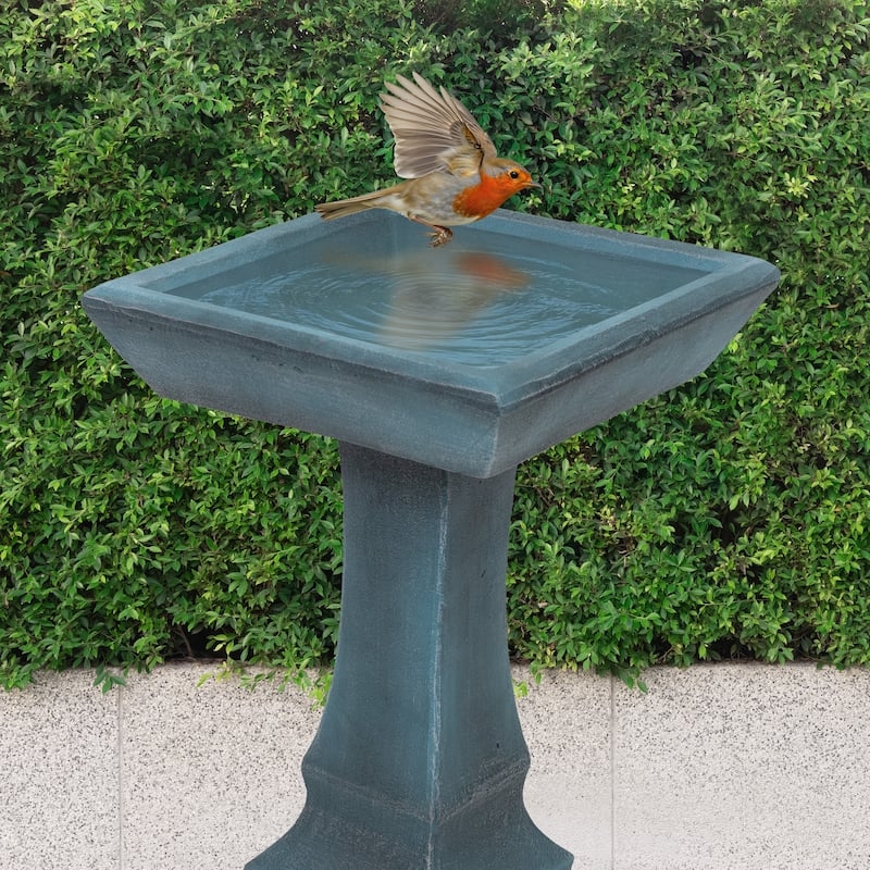 Bird Bath Square Silhouette: Slate Grey Reinforced Concrete