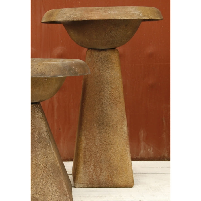 Bird Bath Tapered Pedestal: Weathered Stone-Like Garden Feature