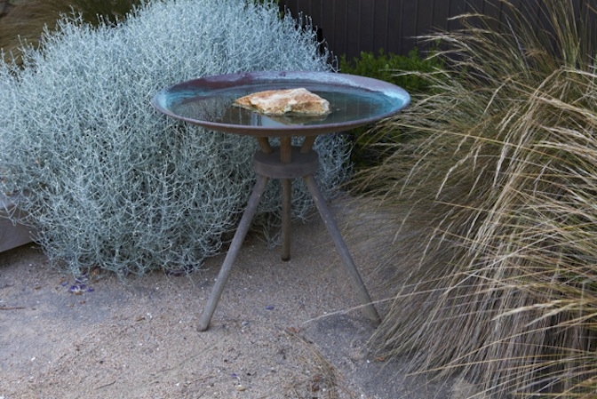 Bird Bath Verdigris Oxidation Tripod Stand Coastal Basin