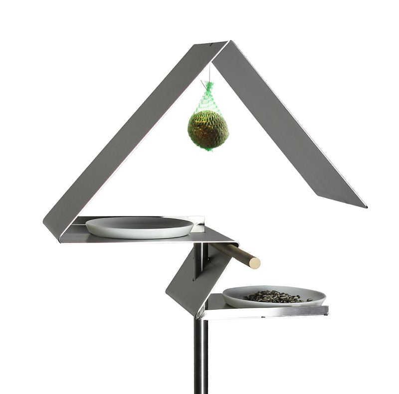 Bird Feeder Station: Tiered Platforms and Geometric Roof