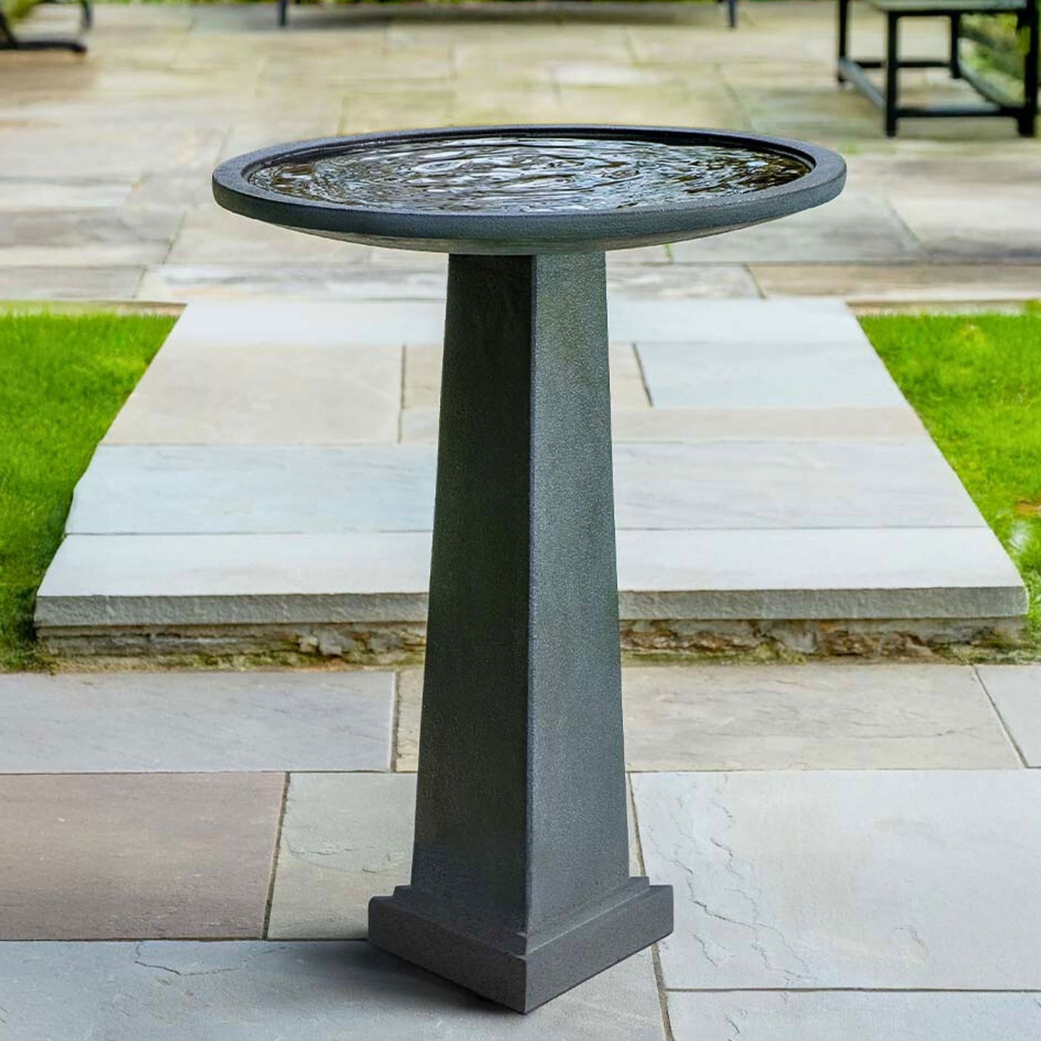 Birdbath Charcoal Gray Architectural Lines Water Feature
