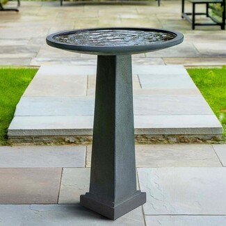 Birdbath Charcoal Gray Architectural Lines Water Feature