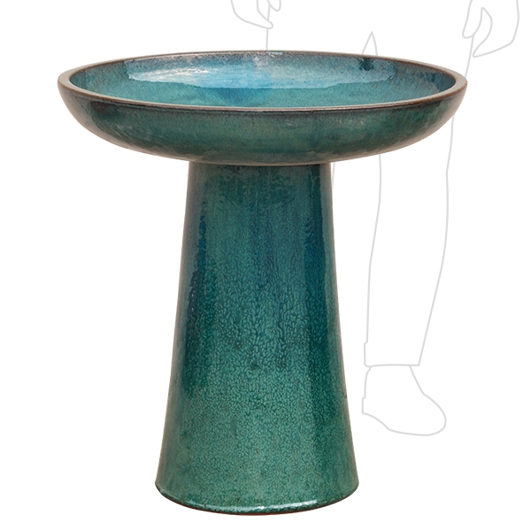 Birdbath Crackle Glaze: Teal Blue Sleek Pedestal Design
