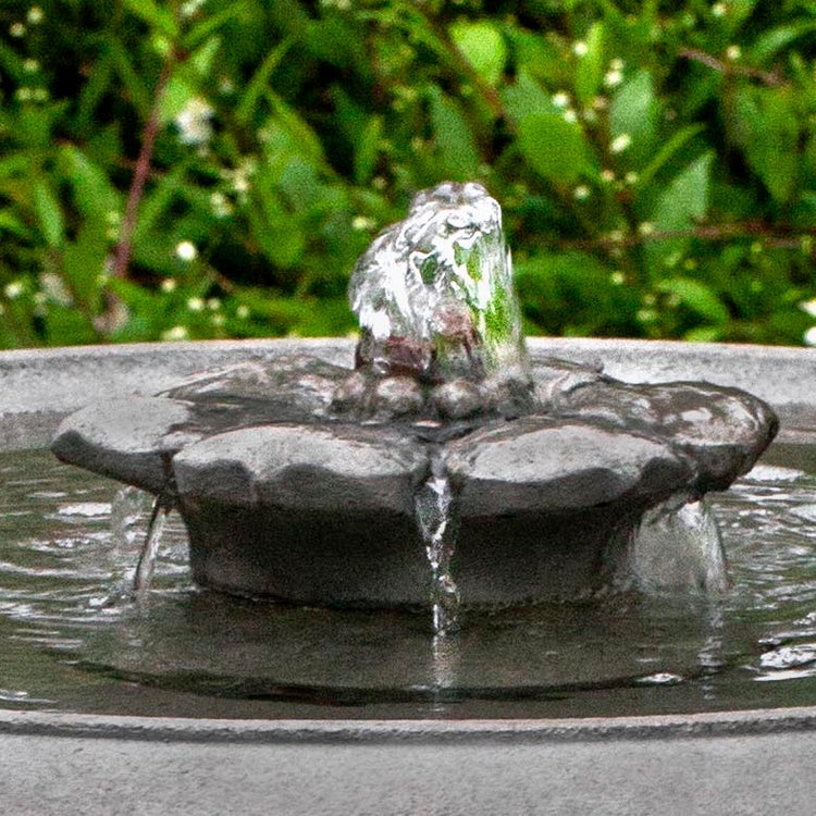 Birdbath Fountain Scalloped Rim in Slate Grey Stone Effect
