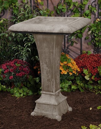 Birdbath Weathered Finish Square Stone Garden Focal Point