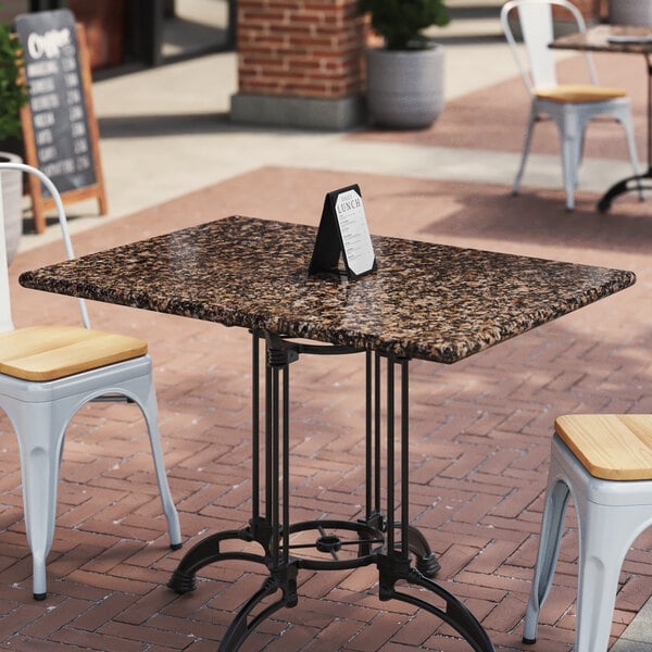 Bistro Table Tan Granite Ornate Metal Tan Brown Outdoor Table
