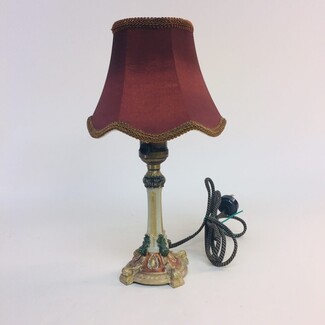 Boudoir Lamp Burgundy Fabric with Herringbone Cord