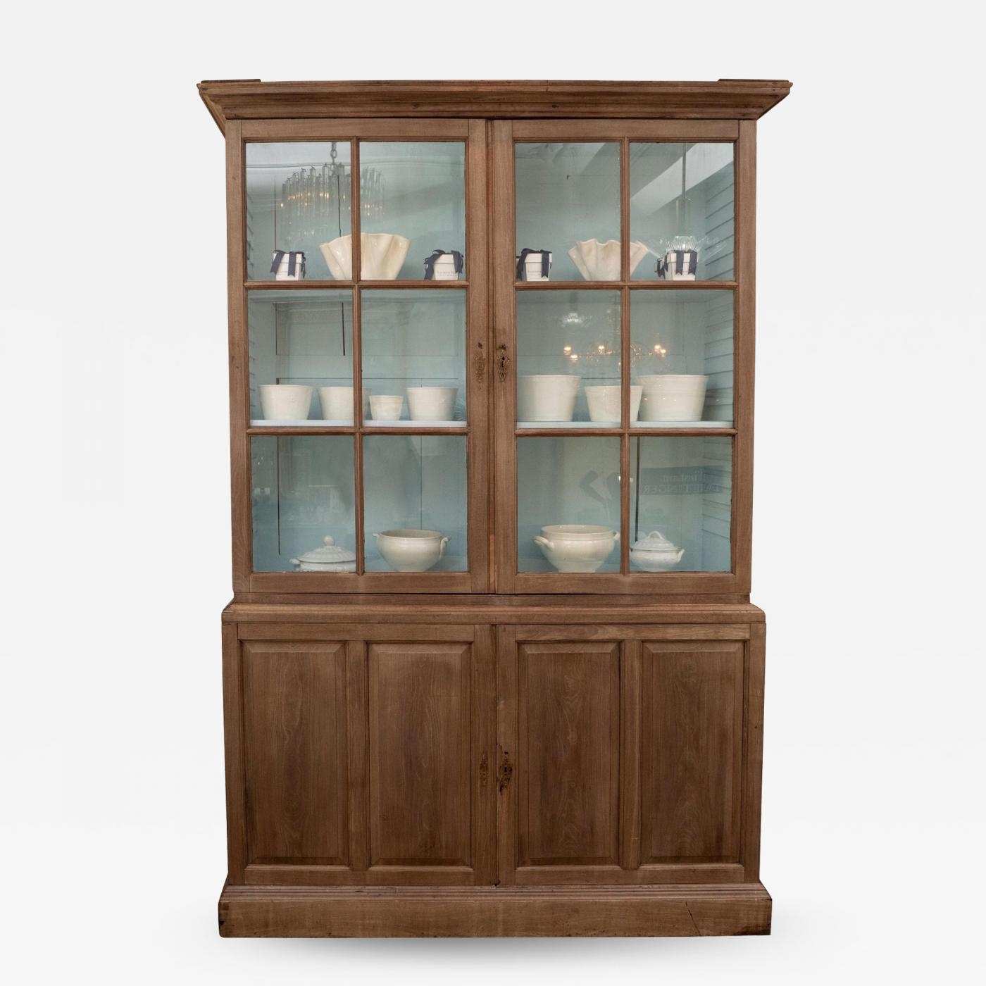 Breakfront Cabinet in Bleached Mahogany and Soft Blue