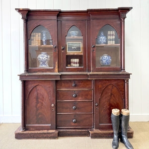 Breakfront Cabinet Storage with Turned Column Pilasters
