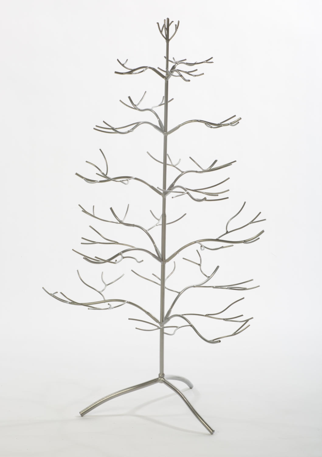 Brushed Silver Ornament Display Tree With Multi Tiered Levels