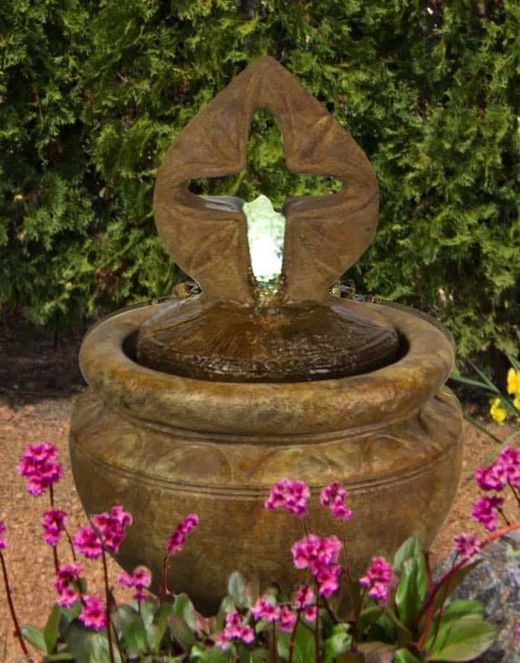 Bubbler Fountain Cross Cutout Antique Finish Religious Water Decor