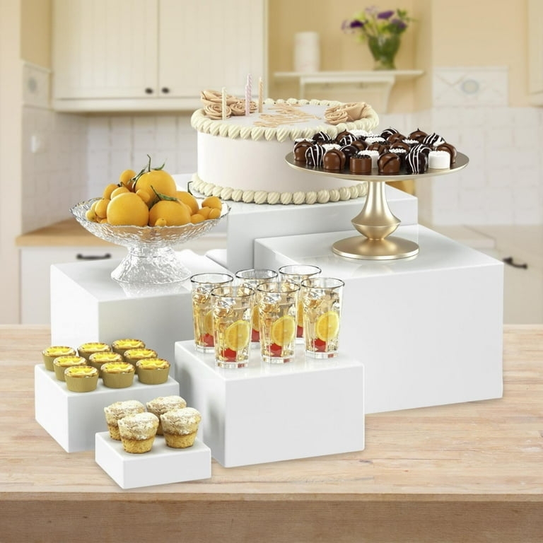 Buffet Riser: Matte White Nesting Food Display Cubes Set