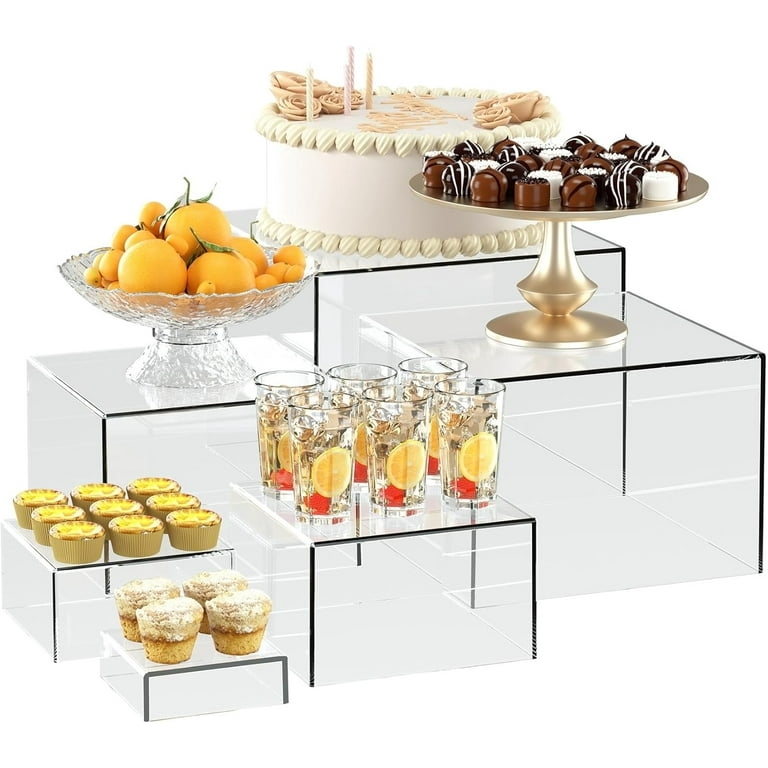 Buffet Risers: Transparent Modular Eight Piece Acrylic Buffet Risers