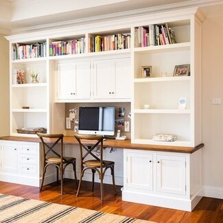 Built In Unit with X Back Desk Chairs and Double Workstation