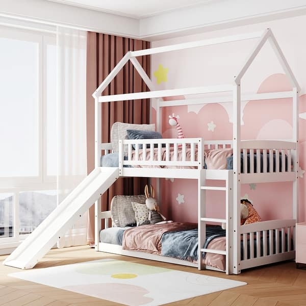 Bunk Bed: Built-In Slide & White House Bunk Bed with Slide