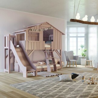 Bunk Bed: Dusty Rose Finish & Treehouse Bunk Bed Slide