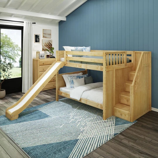 Bunk Bed: Integrated Slide White Slide Full Over Full Bunk Storage