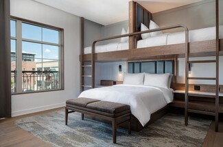 Bunk Bed: Queen Over Twin Configuration with Blue Paneling